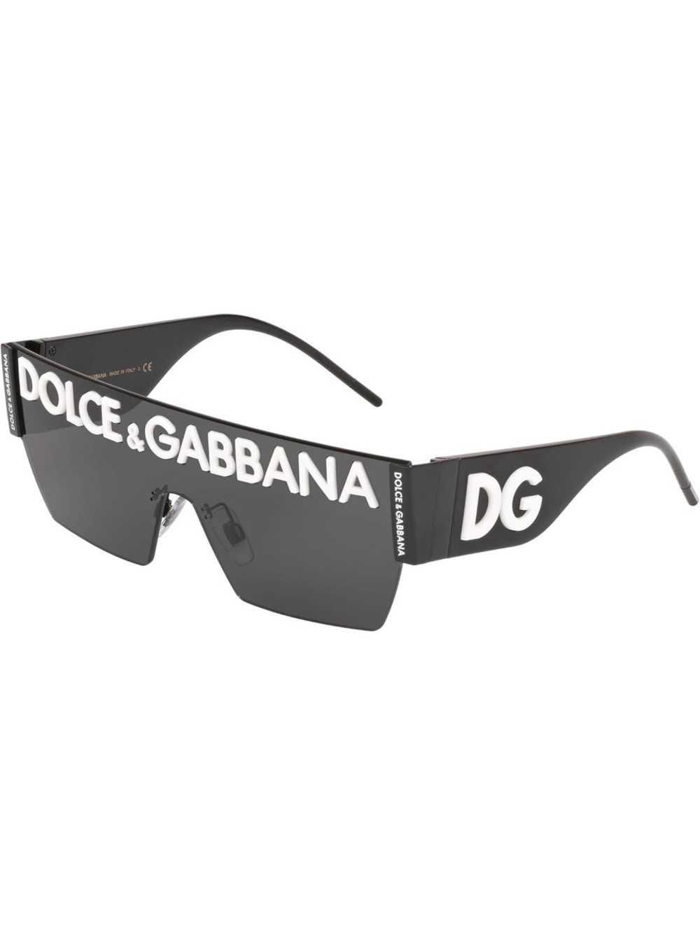 Dolce & Gabbana Black Sunglass Shield with White Logo